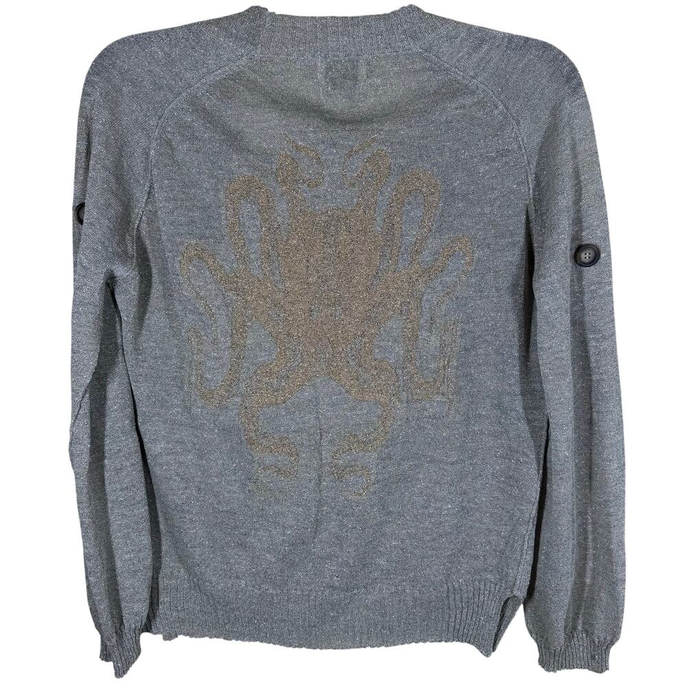 Koch‎ Whitman Cardigan Sweater Women’s Small Linen Metallic Octopus Grunge 90s